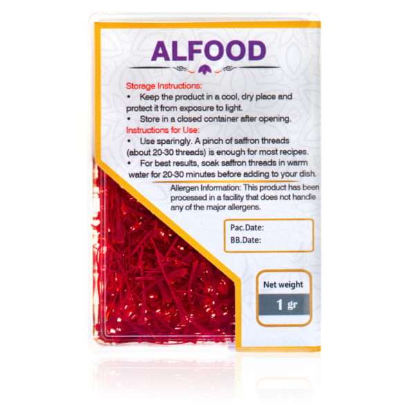 ALFOOD Premium Grade Saffron – 100% Pure & Natural (Available in 1g & 0.5g Variations) - Image 3
