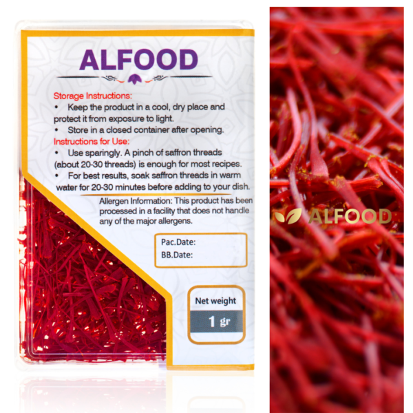 ALFOOD Premium Grade Saffron – 100% Pure & Natural (Available in 1g & 0.5g Variations) - Image 6